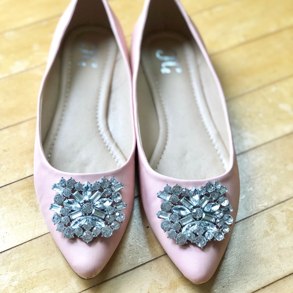 Blush/pink embellished flats (size 8.5)